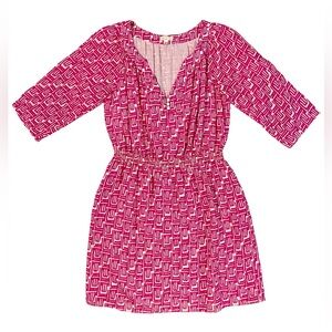Shoshanna Nadia Pink Silk Geometric Print 3/4 Sleeve Dress Size 6